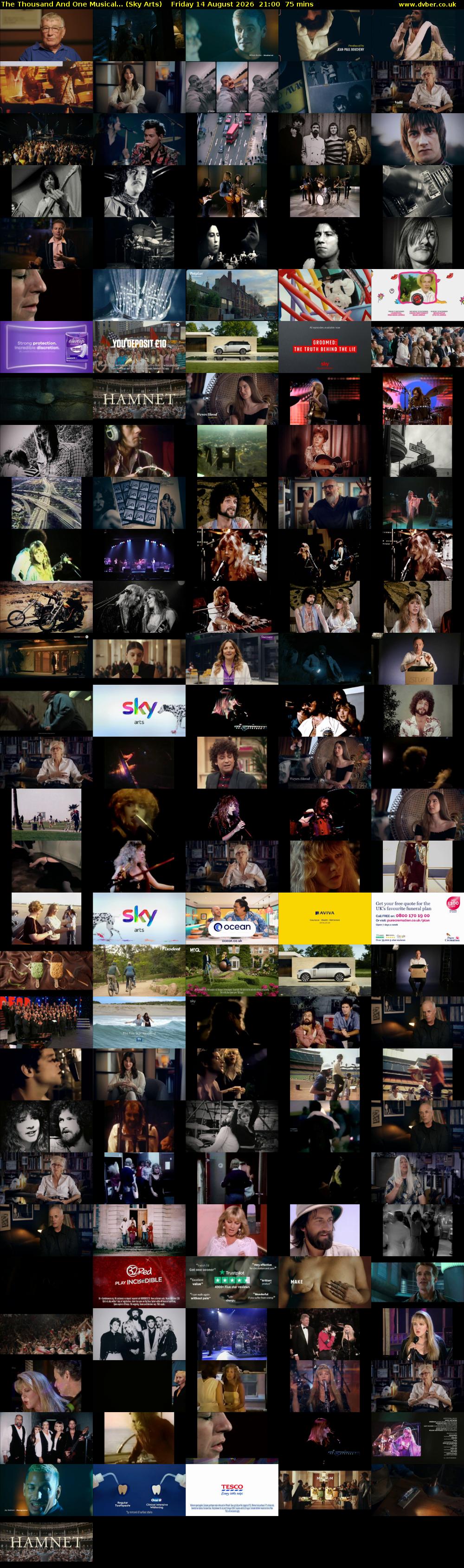 The Thousand And One Musical... (Sky Arts) Friday 14 August 2026 21:00 - 22:15
