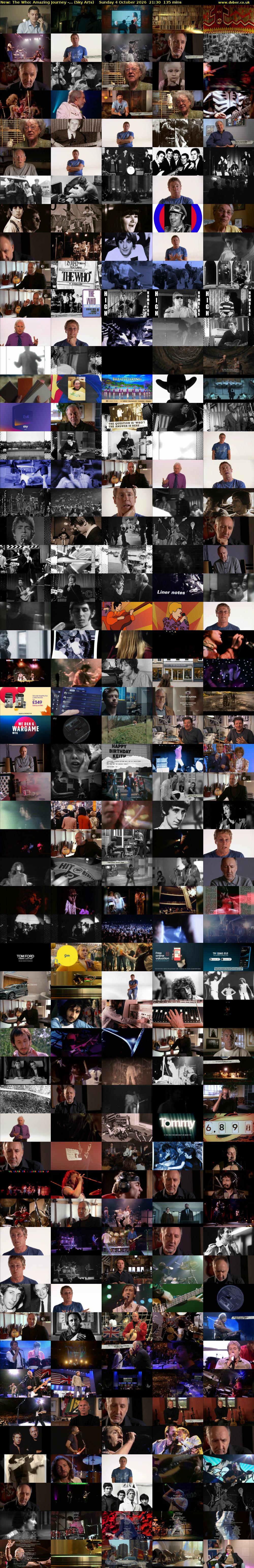 The Who: Amazing Journey -... (Sky Arts) Sunday 4 October 2026 21:30 - 23:45