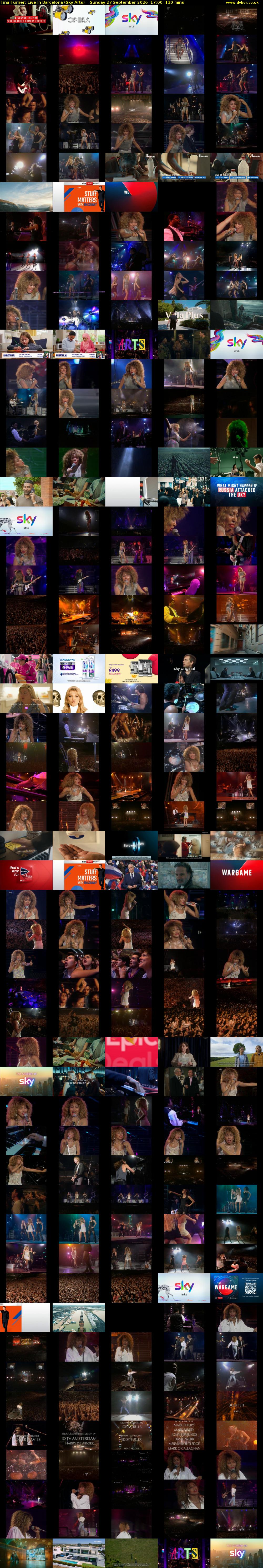 Tina Turner: Live In Barcelona (Sky Arts) Sunday 27 September 2026 17:00 - 19:10