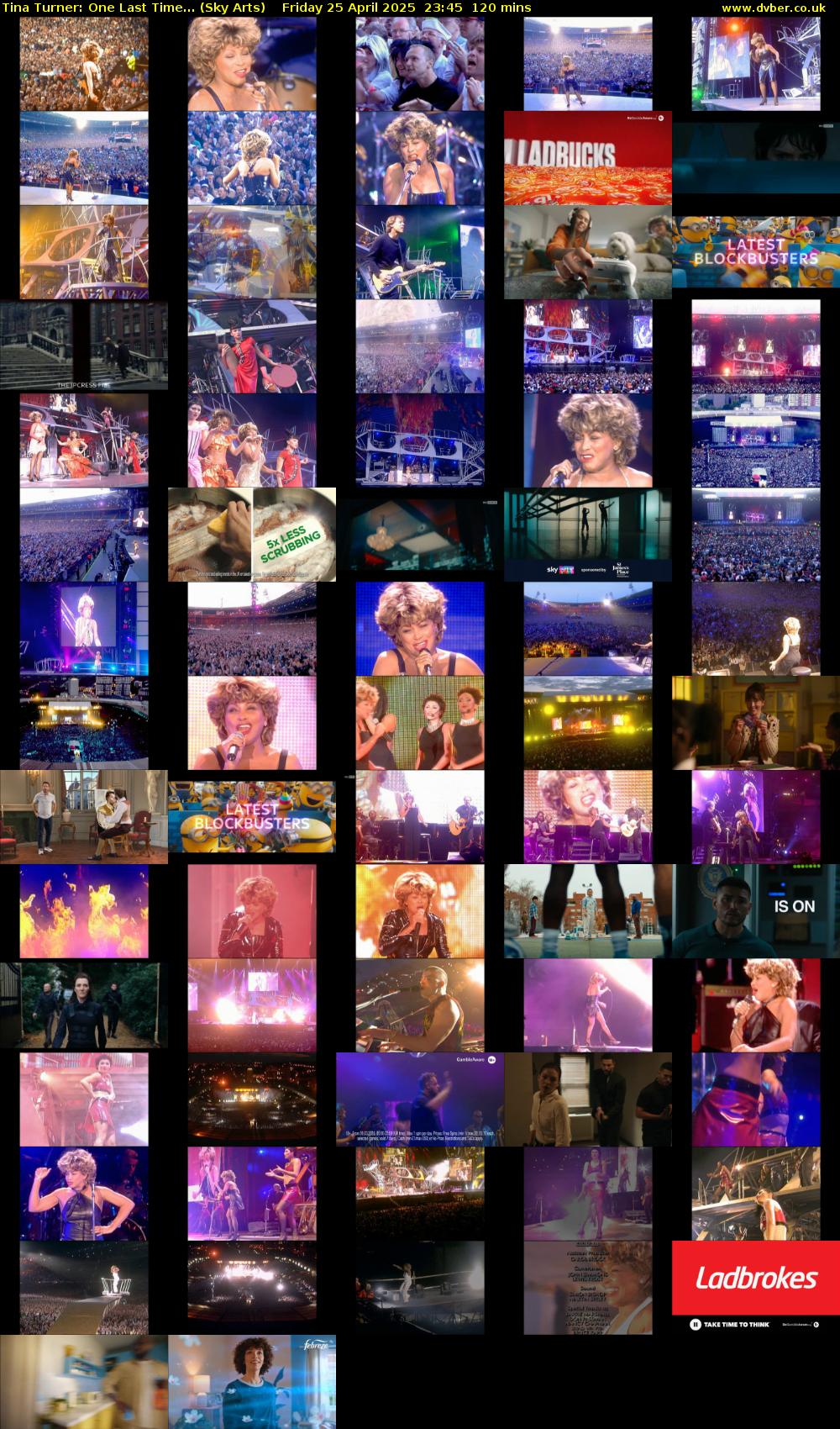 Tina Turner: One Last Time... (Sky Arts) Friday 25 April 2025 23:45 - 01:45