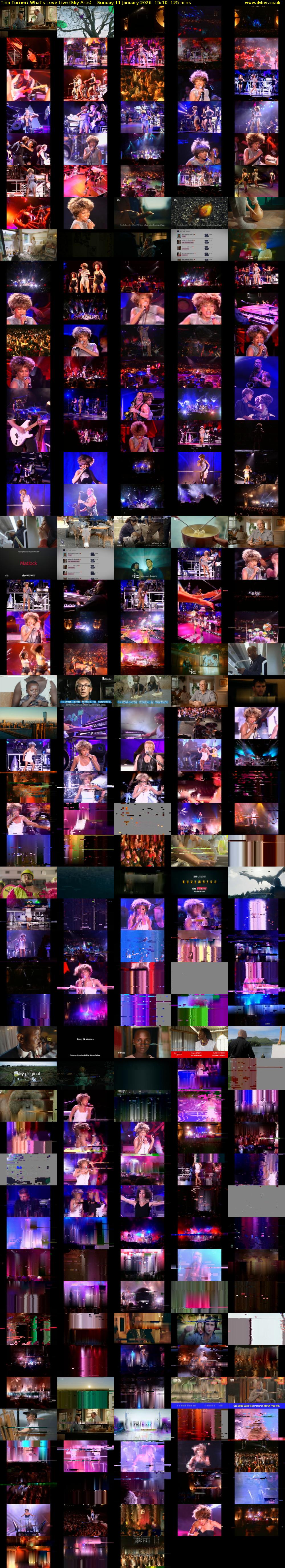 Tina Turner: What's Love Live (Sky Arts) Sunday 11 January 2026 15:10 - 17:15