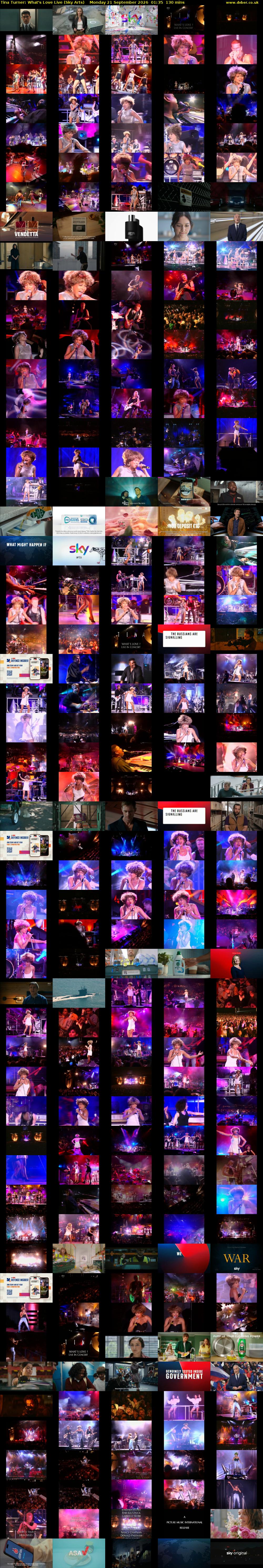 Tina Turner: What's Love Live (Sky Arts) Monday 21 September 2026 01:35 - 03:45