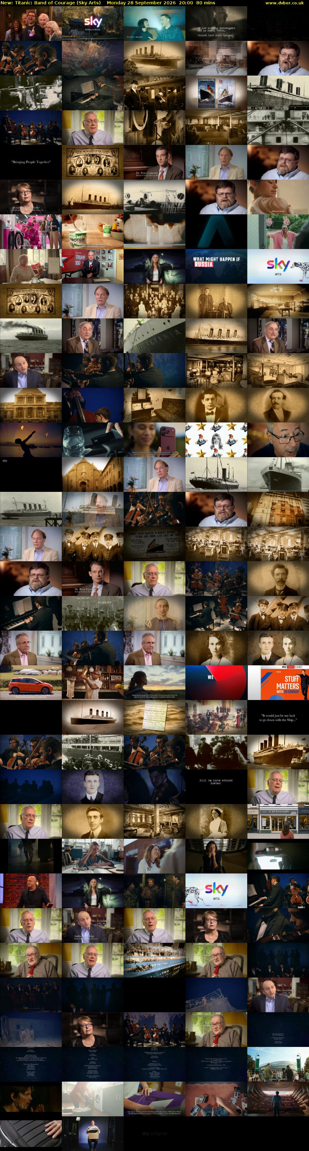 Titanic: Band of Courage (Sky Arts) Monday 28 September 2026 20:00 - 21:20