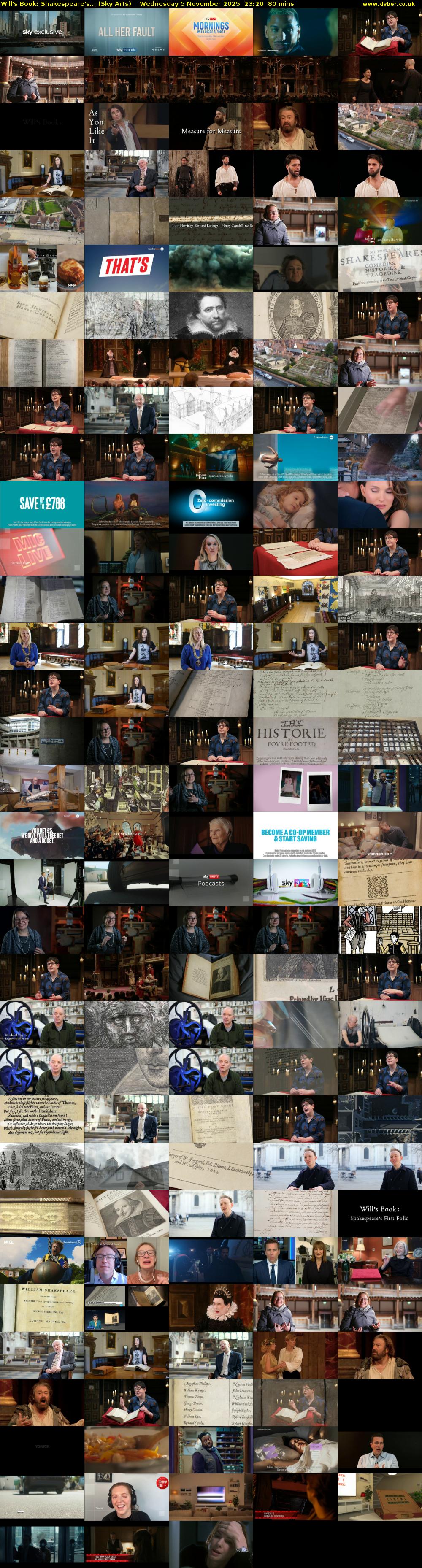 Will's Book: Shakespeare's... (Sky Arts) Wednesday 5 November 2025 23:20 - 00:40