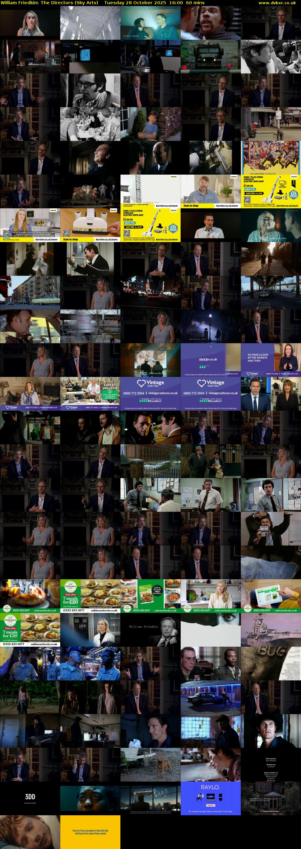 William Friedkin: The Directors (Sky Arts) Tuesday 28 October 2025 16:00 - 17:00