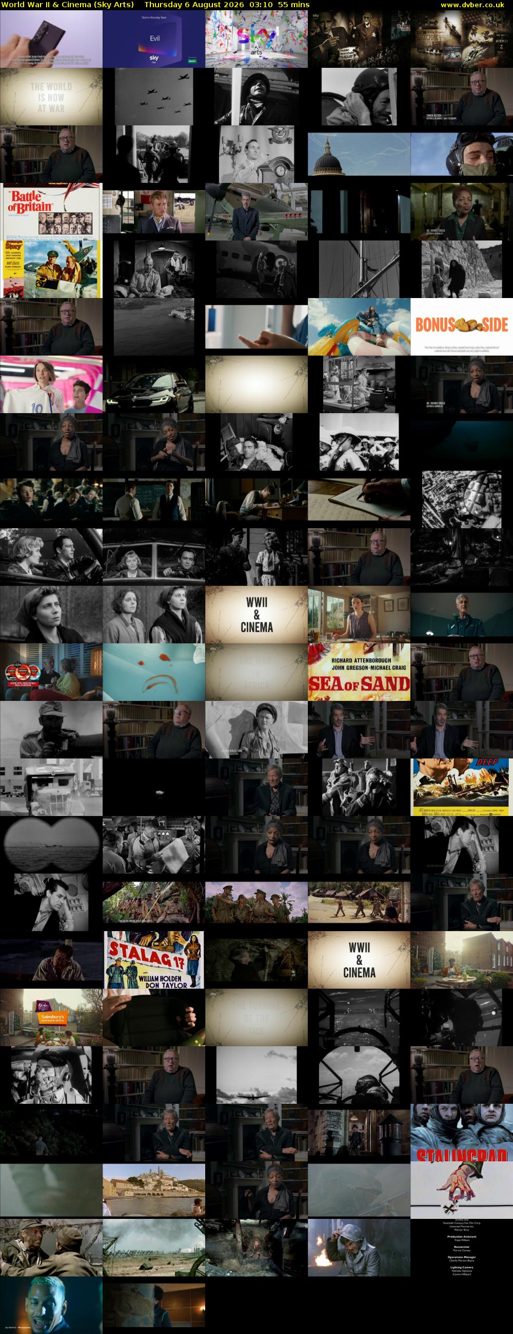 World War II & Cinema (Sky Arts) Thursday 6 August 2026 03:10 - 04:05