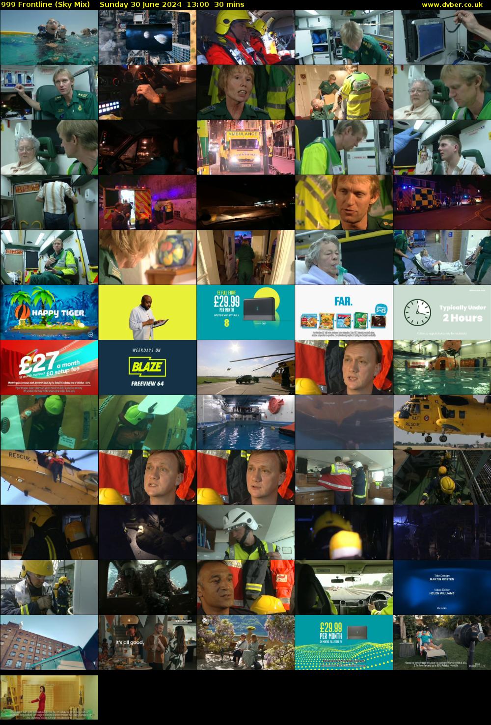 999 Frontline (Sky Mix) Sunday 30 June 2024 13:00 - 13:30