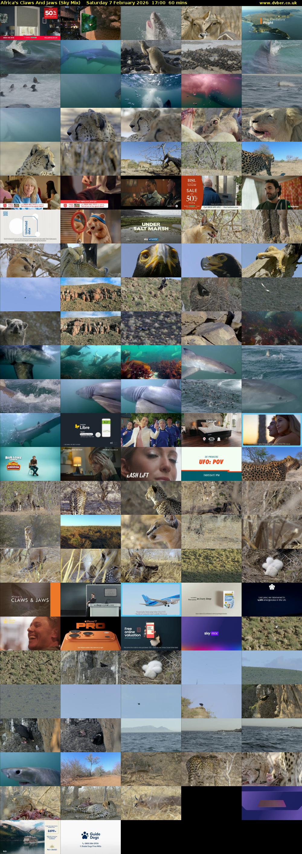 Africa's Claws And Jaws (Sky Mix) Saturday 7 February 2026 17:00 - 18:00