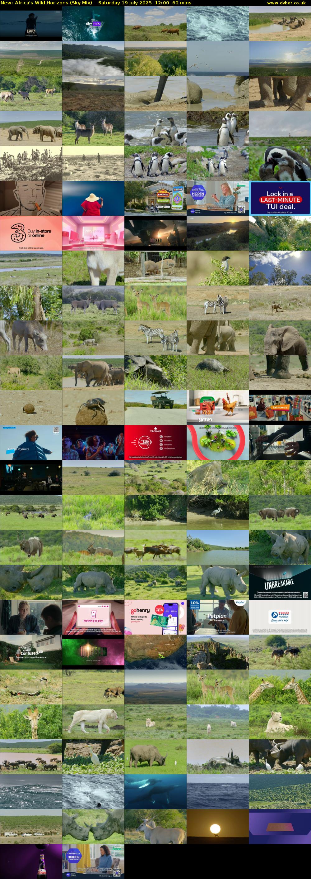 Africa's Wild Horizons (Sky Mix) Saturday 19 July 2025 12:00 - 13:00