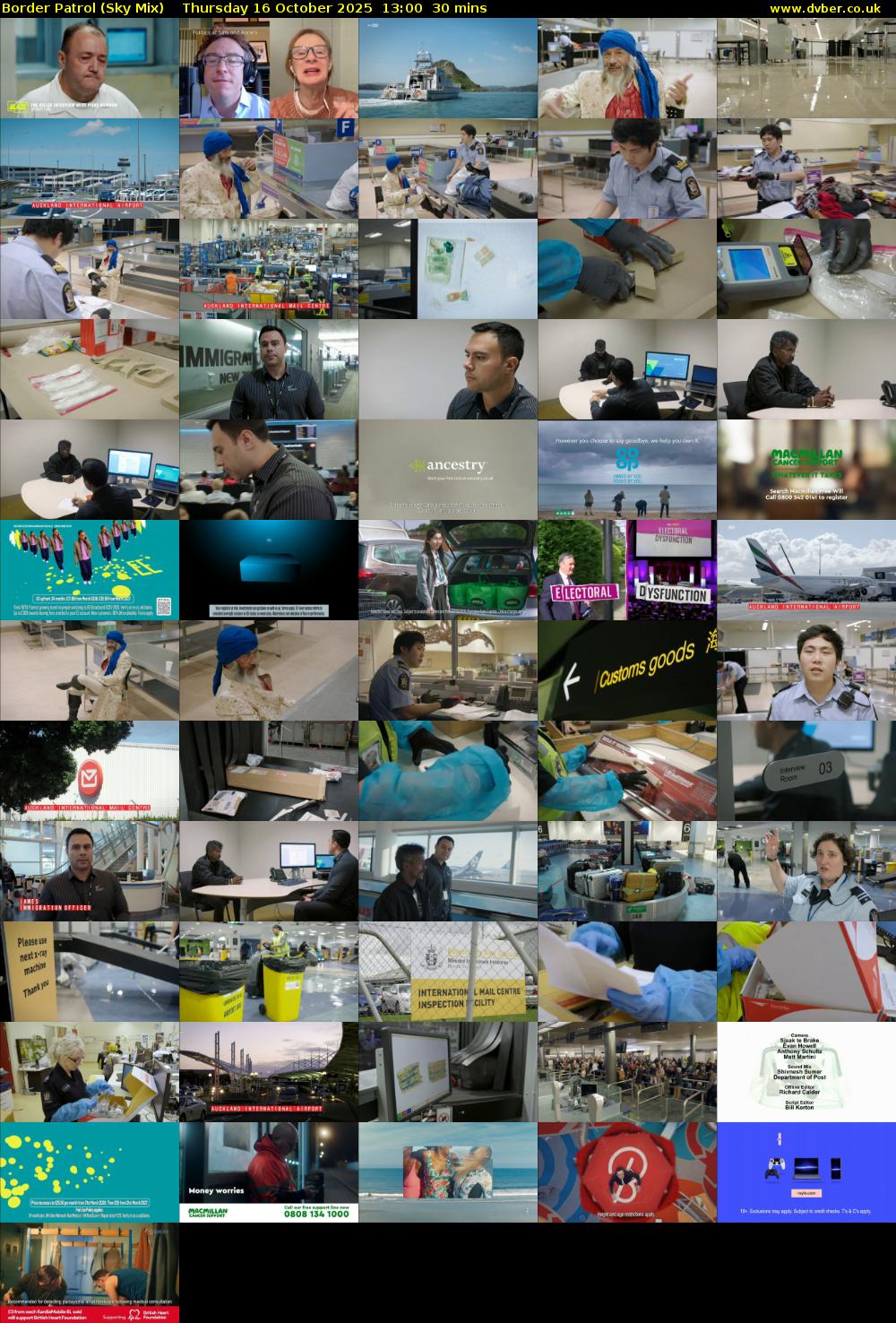 Border Patrol (Sky Mix) Thursday 16 October 2025 13:00 - 13:30