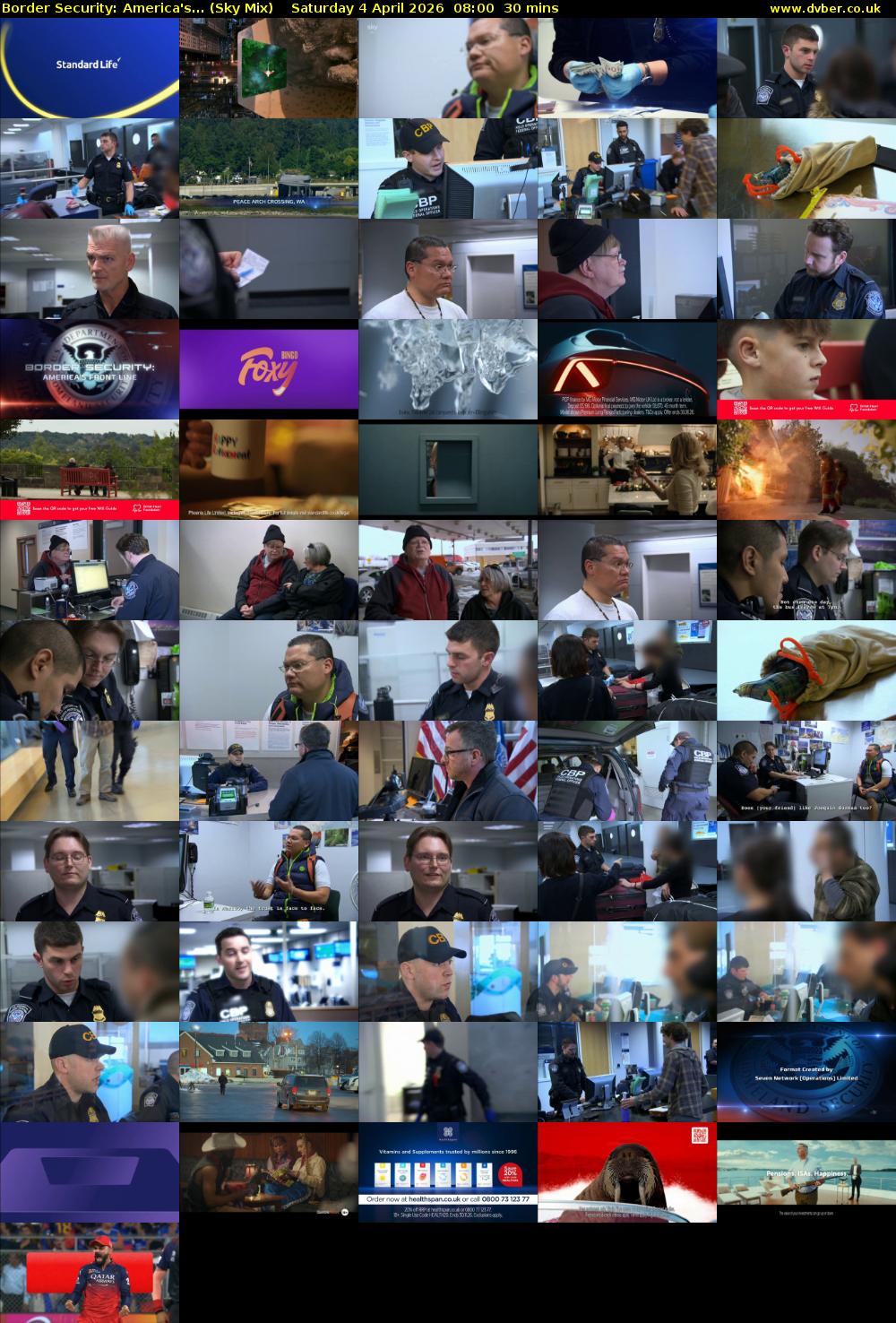 Border Security: America's... (Sky Mix) Saturday 4 April 2026 08:00 - 08:30