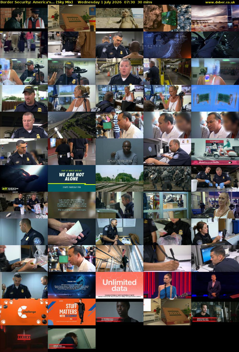 Border Security: America's... (Sky Mix) Wednesday 1 July 2026 07:30 - 08:00