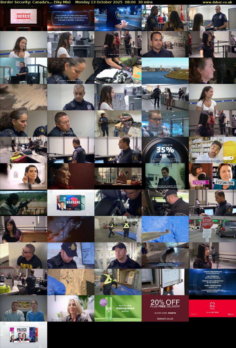 Border Security: Canada's... (Sky Mix) Monday 13 October 2025 08:00 - 08:30