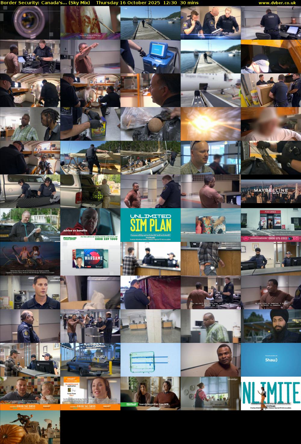 Border Security: Canada's... (Sky Mix) Thursday 16 October 2025 12:30 - 13:00