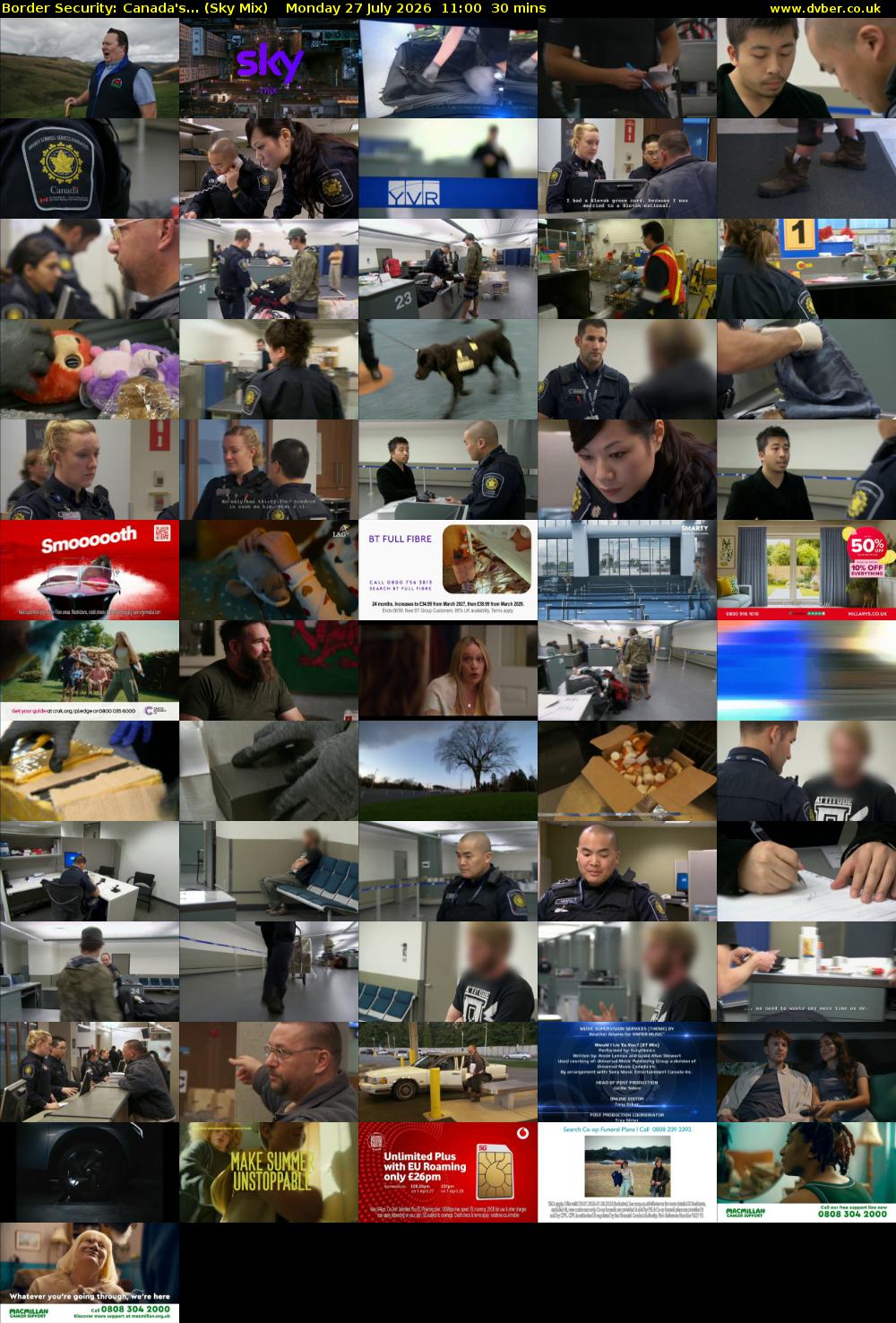 Border Security: Canada's... (Sky Mix) Monday 27 July 2026 11:00 - 11:30