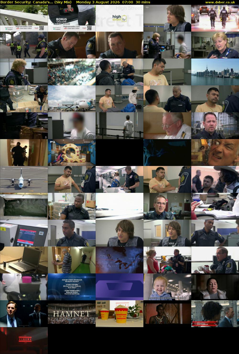 Border Security: Canada's... (Sky Mix) Monday 3 August 2026 07:00 - 07:30