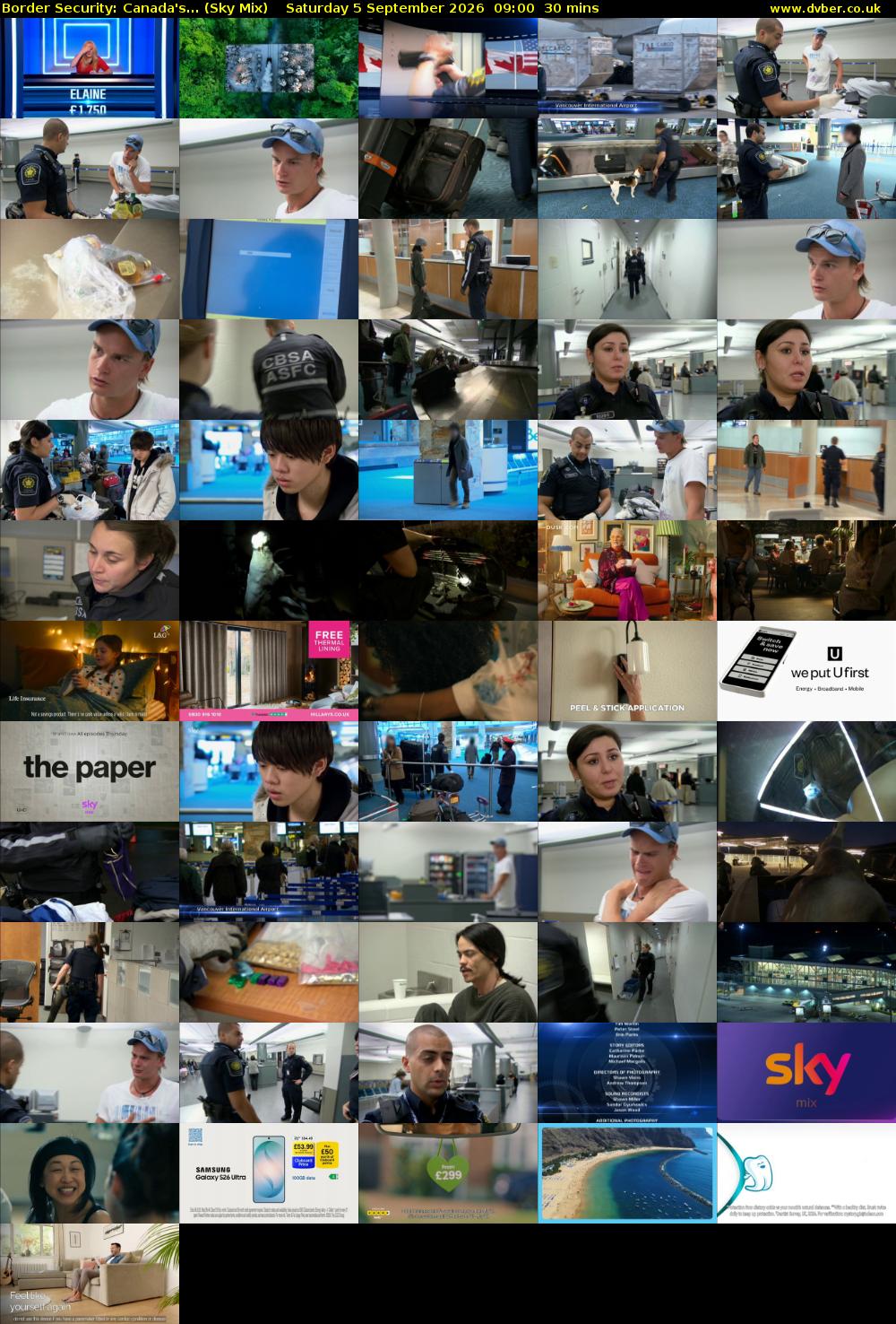 Border Security: Canada's... (Sky Mix) Saturday 5 September 2026 09:00 - 09:30