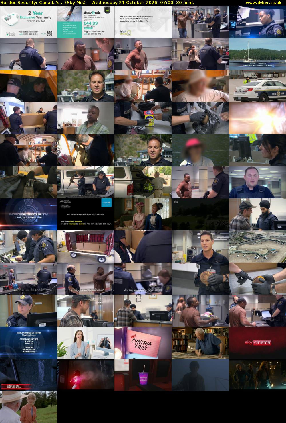 Border Security: Canada's... (Sky Mix) Wednesday 21 October 2026 07:00 - 07:30