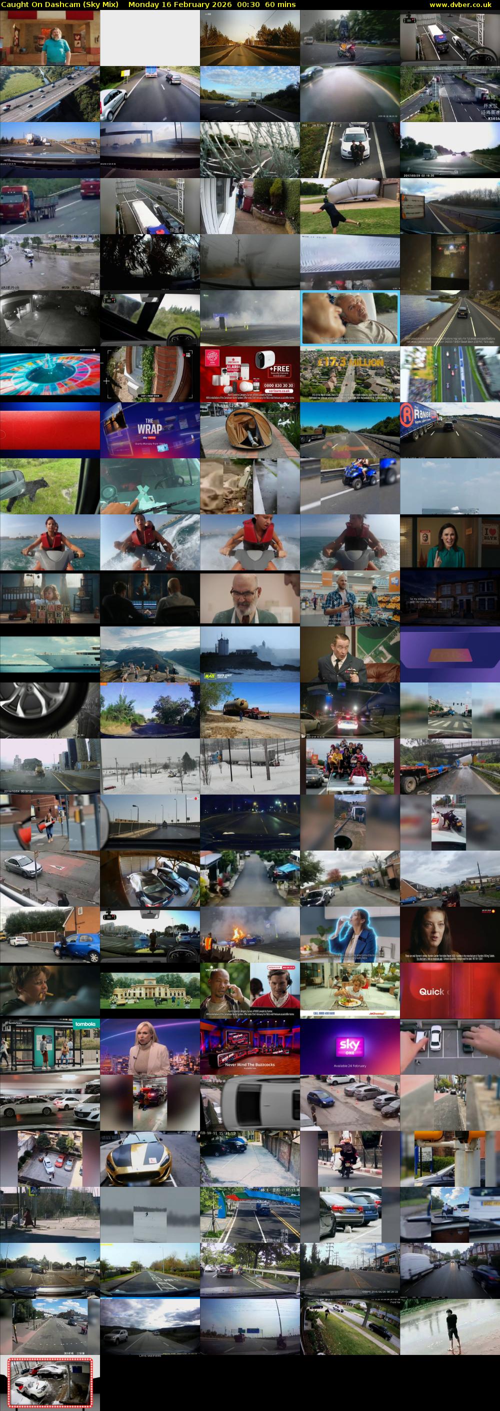 Caught On Dashcam (Sky Mix) Monday 16 February 2026 00:30 - 01:30