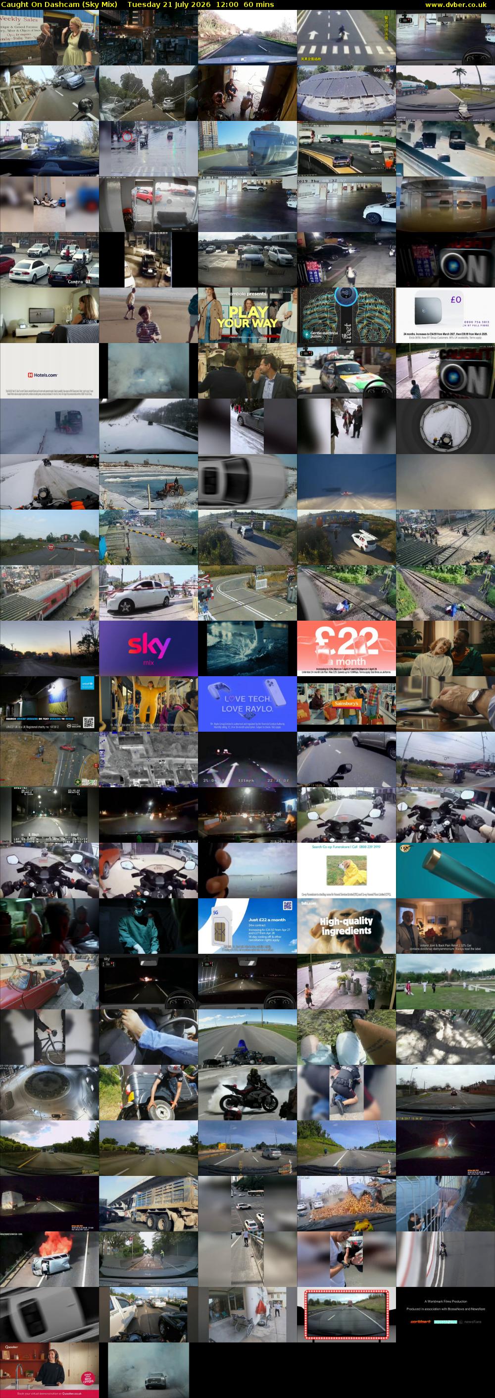 Caught On Dashcam (Sky Mix) Tuesday 21 July 2026 12:00 - 13:00
