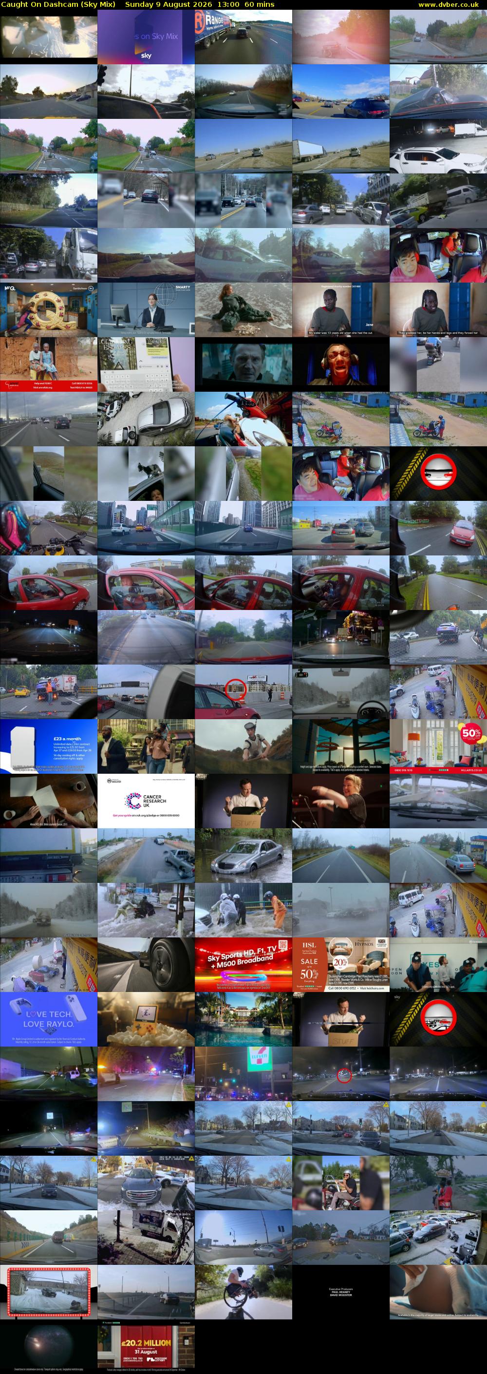 Caught On Dashcam (Sky Mix) Sunday 9 August 2026 13:00 - 14:00
