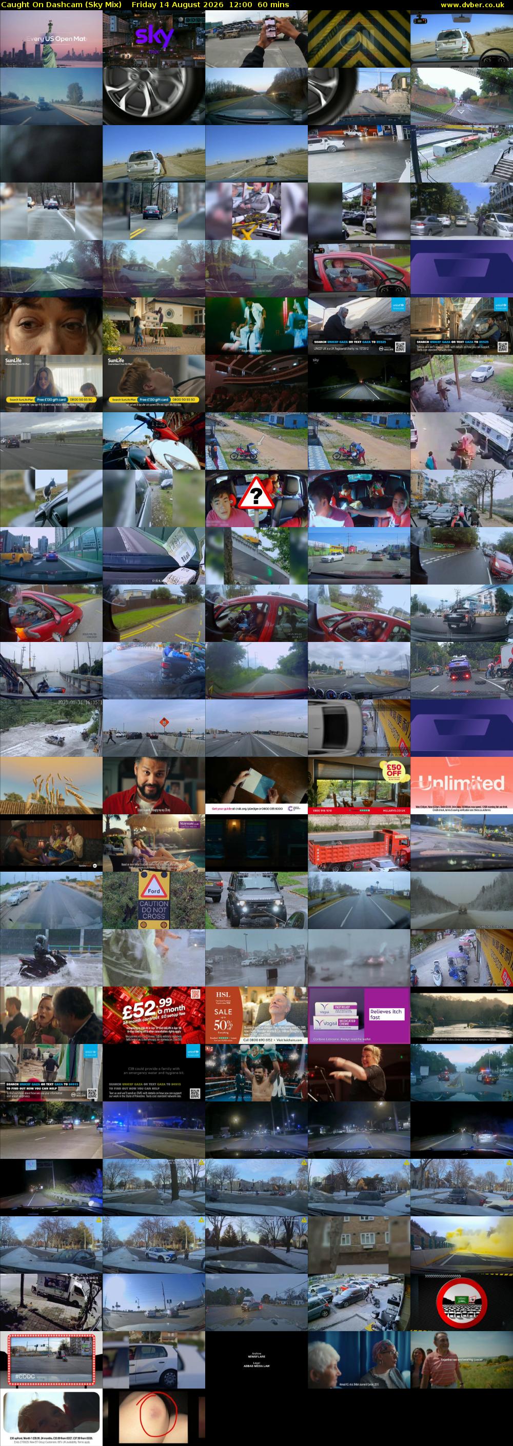 Caught On Dashcam (Sky Mix) Friday 14 August 2026 12:00 - 13:00
