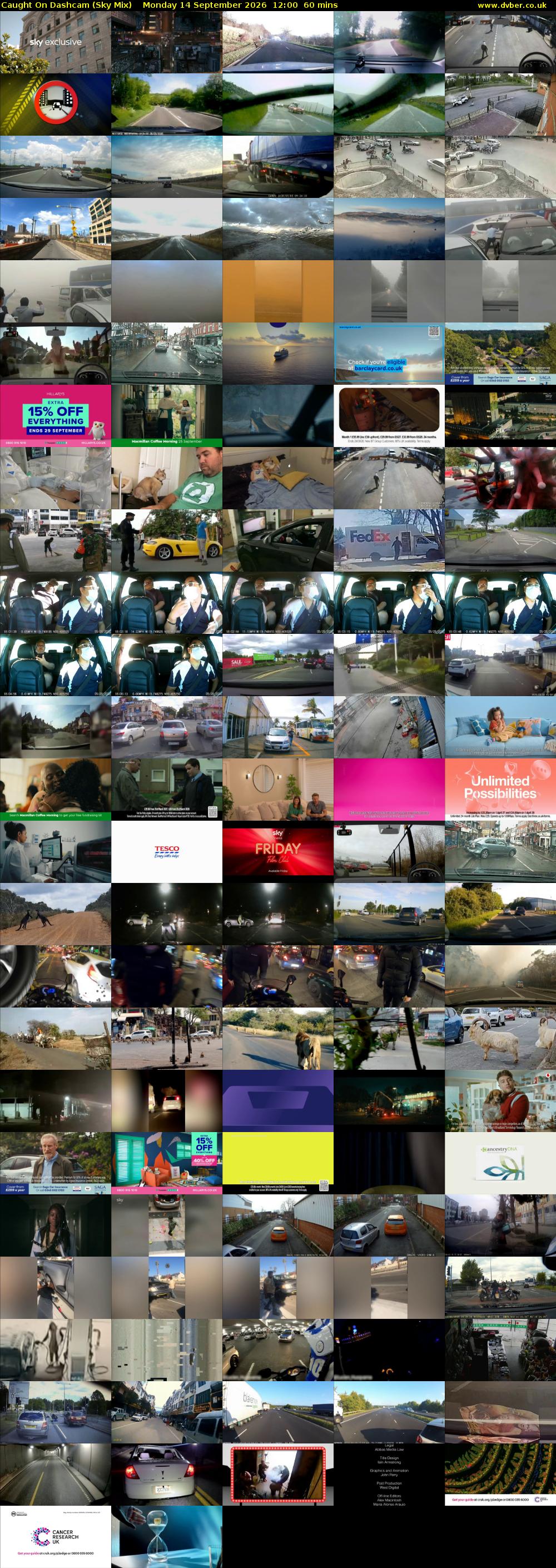 Caught On Dashcam (Sky Mix) Monday 14 September 2026 12:00 - 13:00