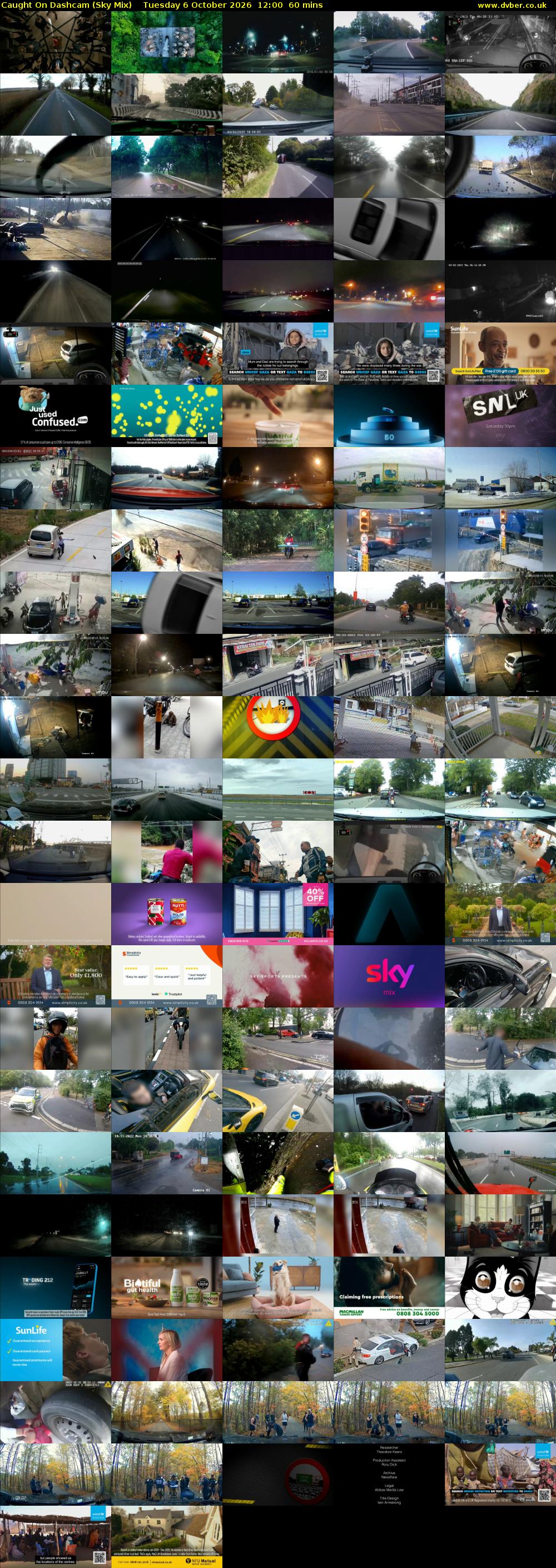 Caught On Dashcam (Sky Mix) Tuesday 6 October 2026 12:00 - 13:00