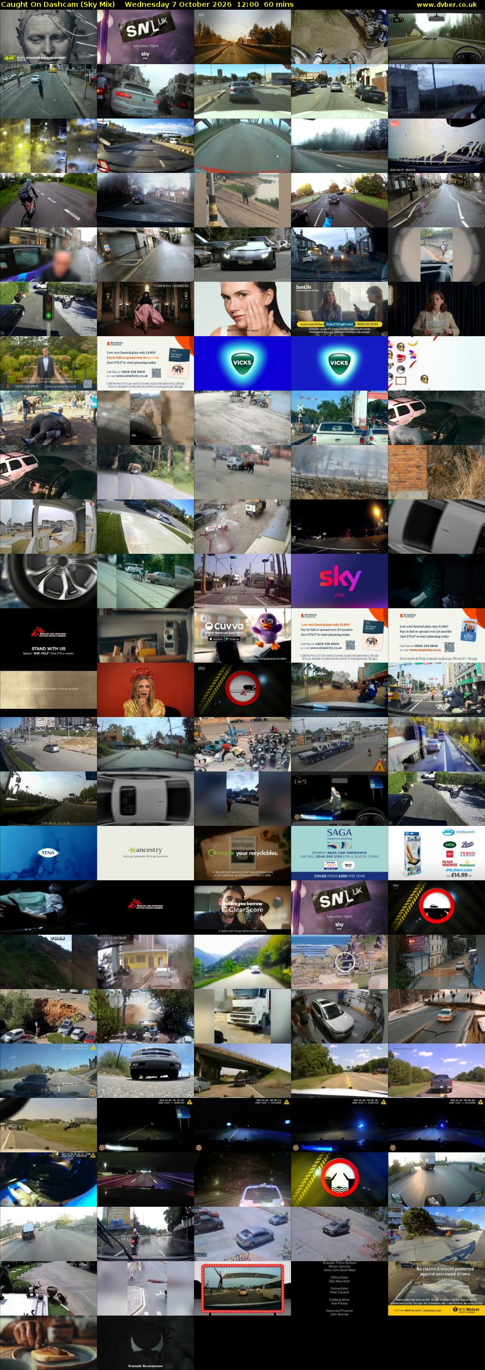 Caught On Dashcam (Sky Mix) Wednesday 7 October 2026 12:00 - 13:00