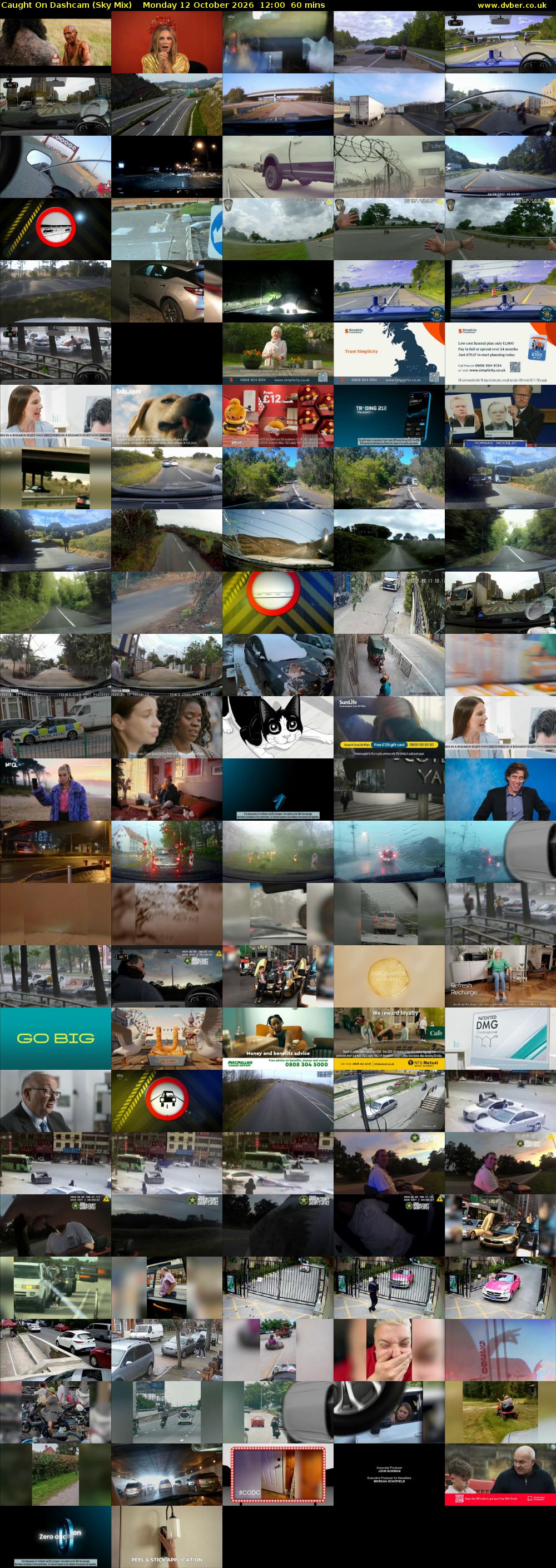 Caught On Dashcam (Sky Mix) Monday 12 October 2026 12:00 - 13:00
