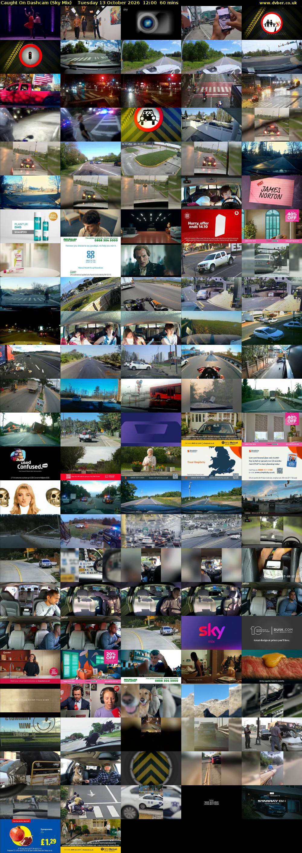 Caught On Dashcam (Sky Mix) Tuesday 13 October 2026 12:00 - 13:00