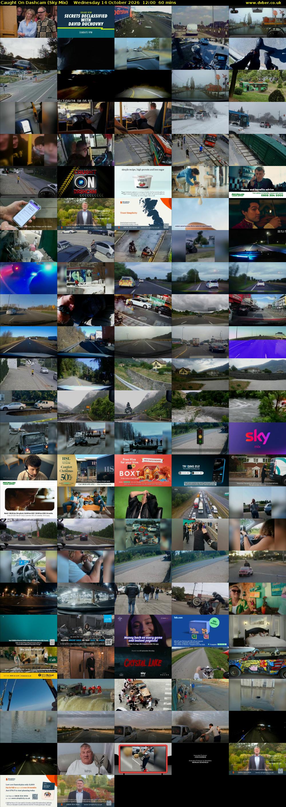 Caught On Dashcam (Sky Mix) Wednesday 14 October 2026 12:00 - 13:00