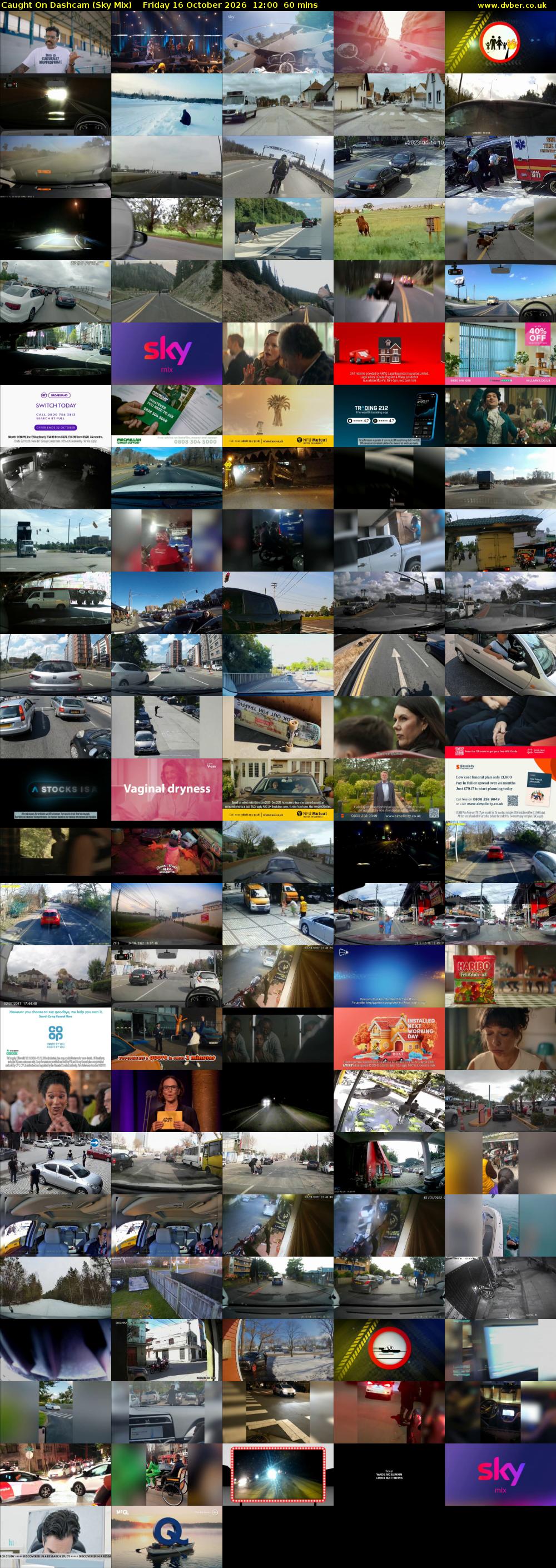 Caught On Dashcam (Sky Mix) Friday 16 October 2026 12:00 - 13:00