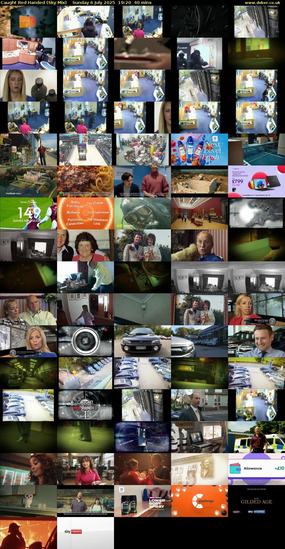 Caught Red Handed (Sky Mix) Sunday 6 July 2025 19:20 - 20:00