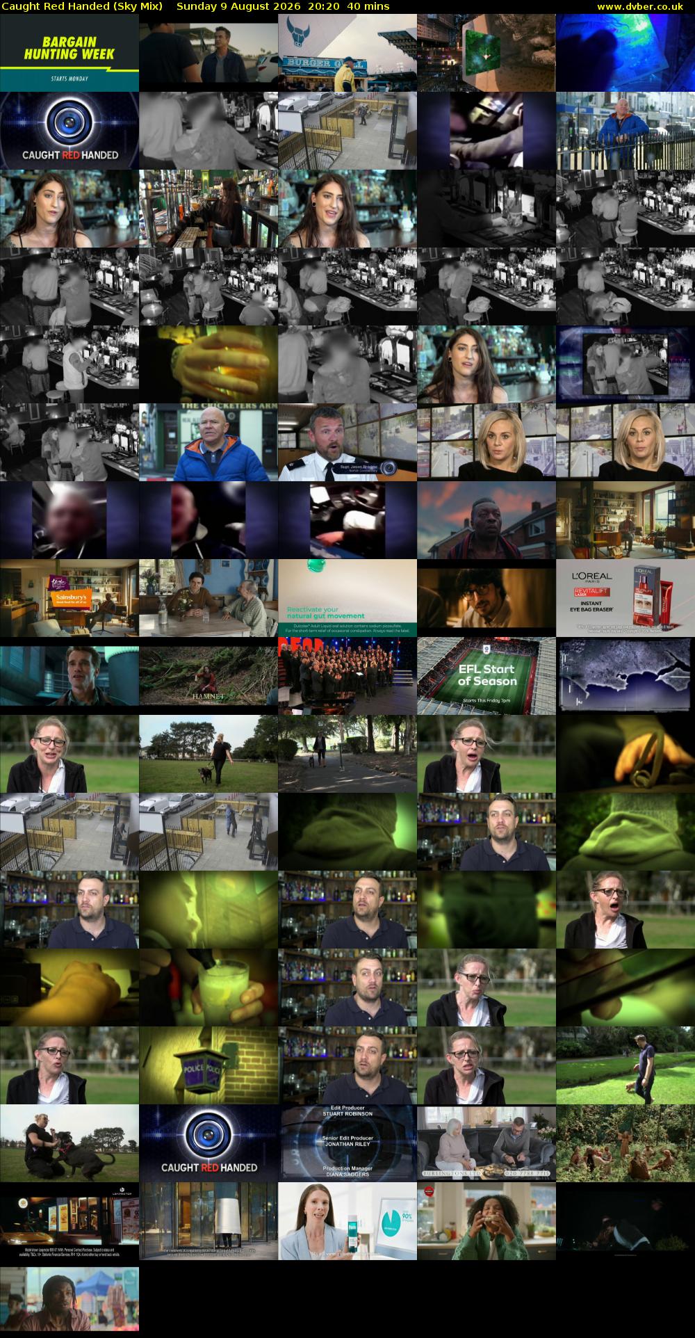Caught Red Handed (Sky Mix) Sunday 9 August 2026 20:20 - 21:00