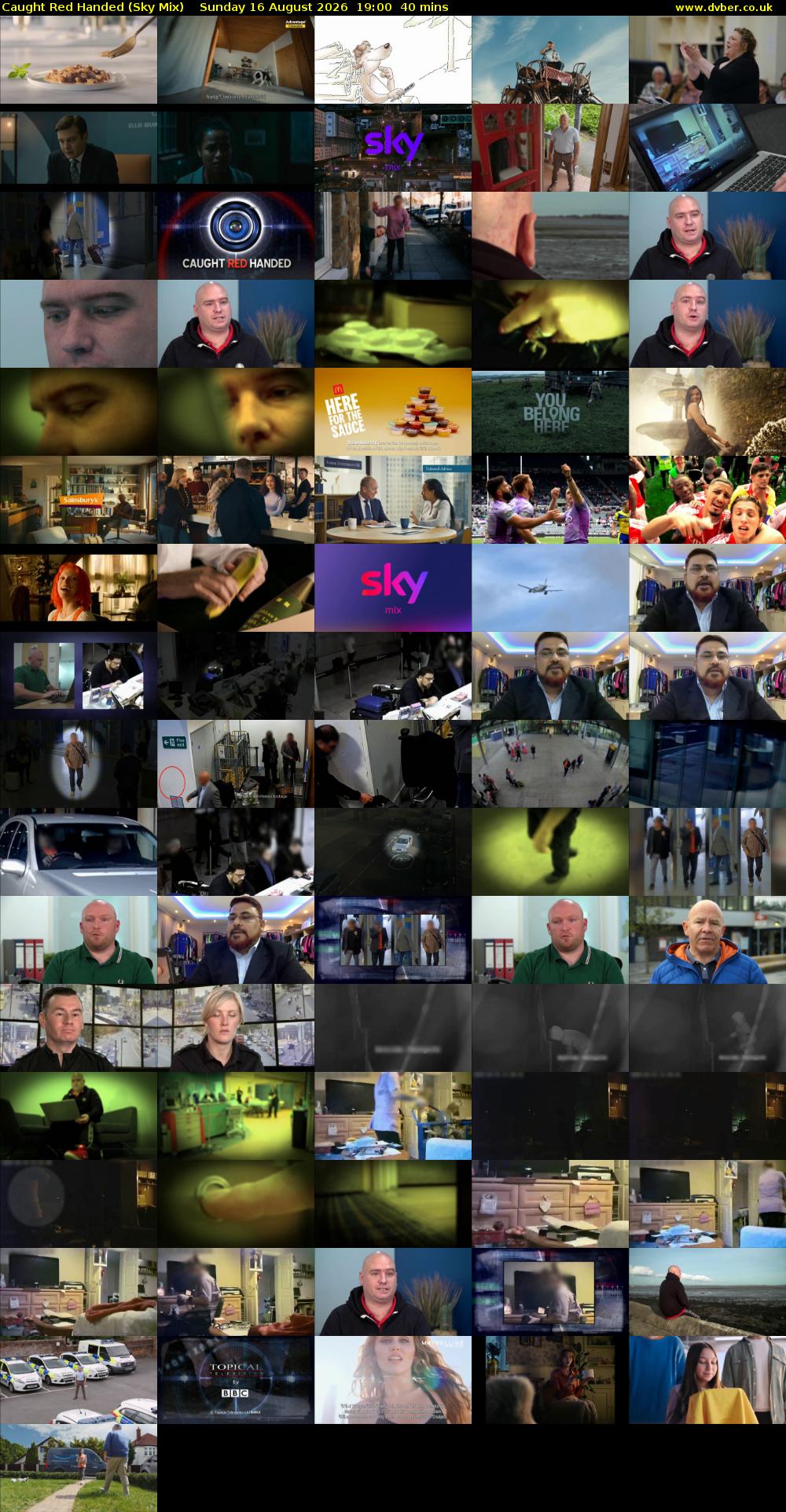 Caught Red Handed (Sky Mix) Sunday 16 August 2026 19:00 - 19:40