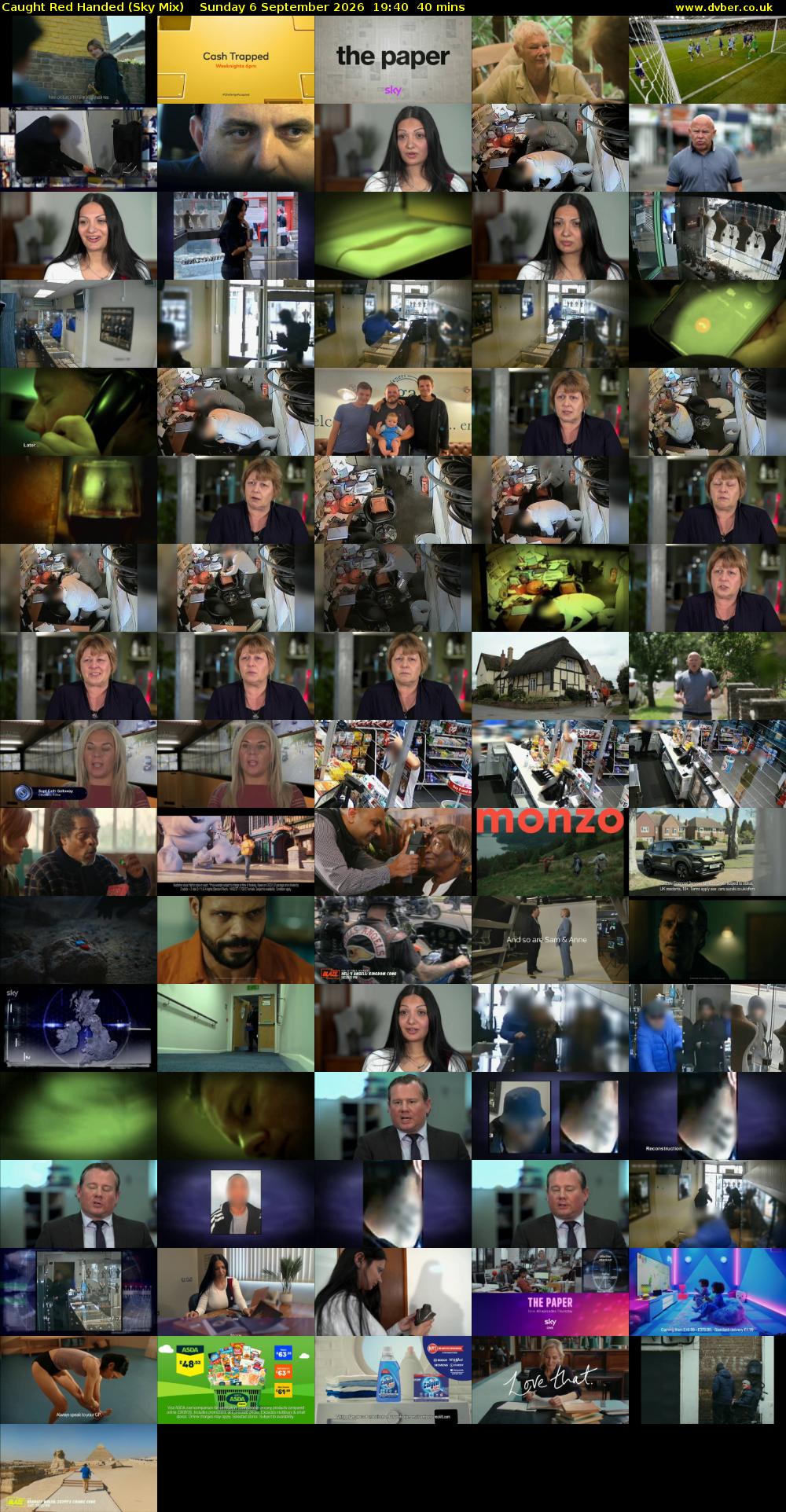 Caught Red Handed (Sky Mix) Sunday 6 September 2026 19:40 - 20:20