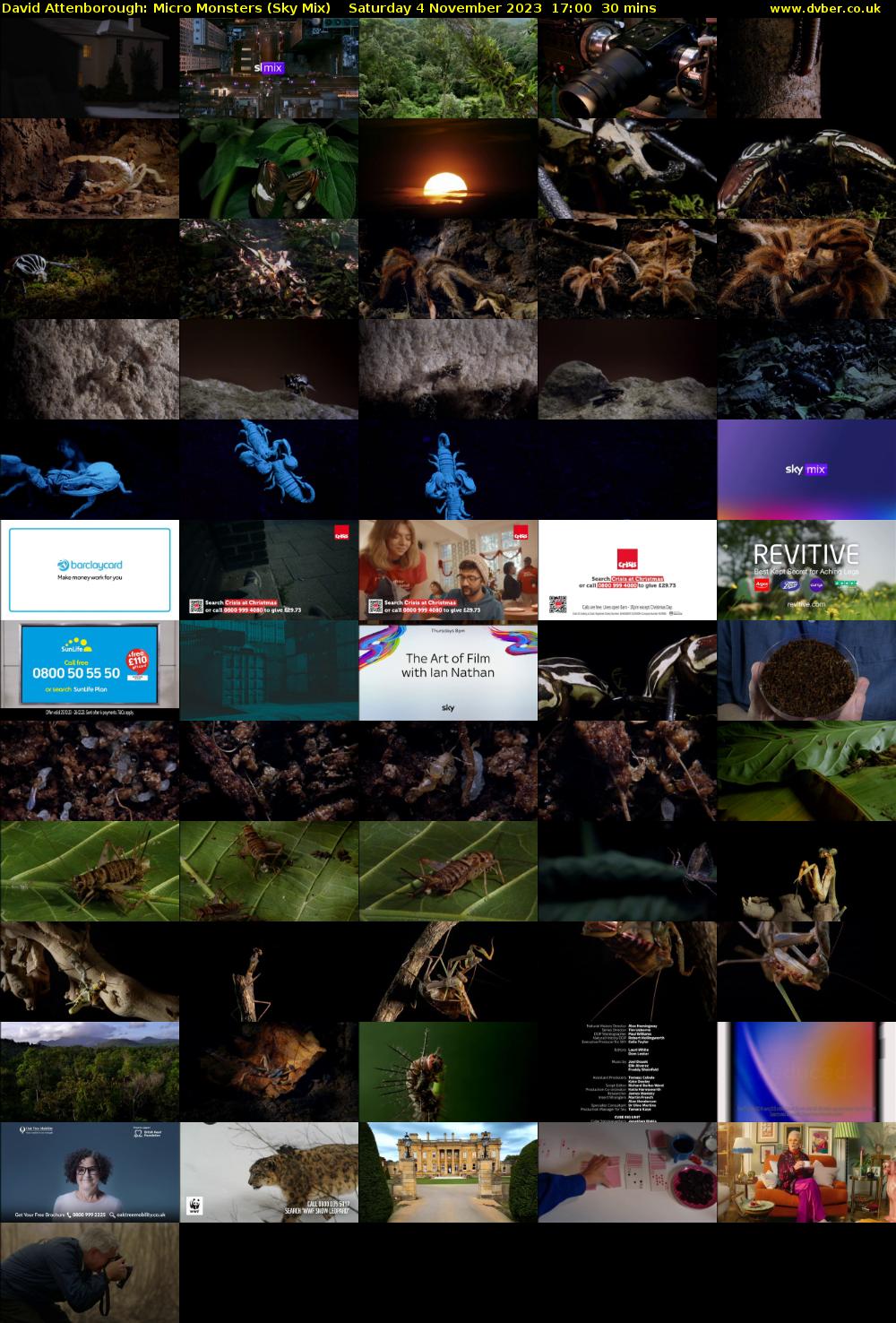 David Attenborough: Micro Monsters (Sky Mix) Saturday 4 November 2023 17:00 - 17:30
