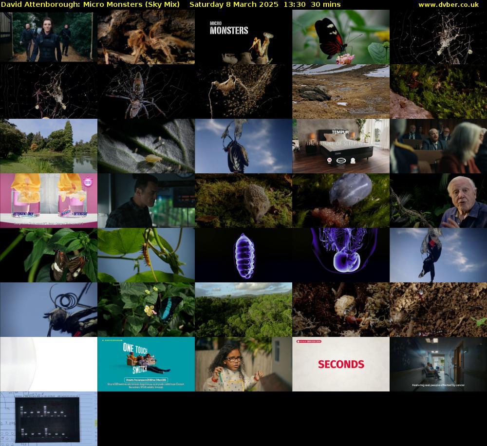 David Attenborough: Micro Monsters (Sky Mix) Saturday 8 March 2025 13:30 - 14:00
