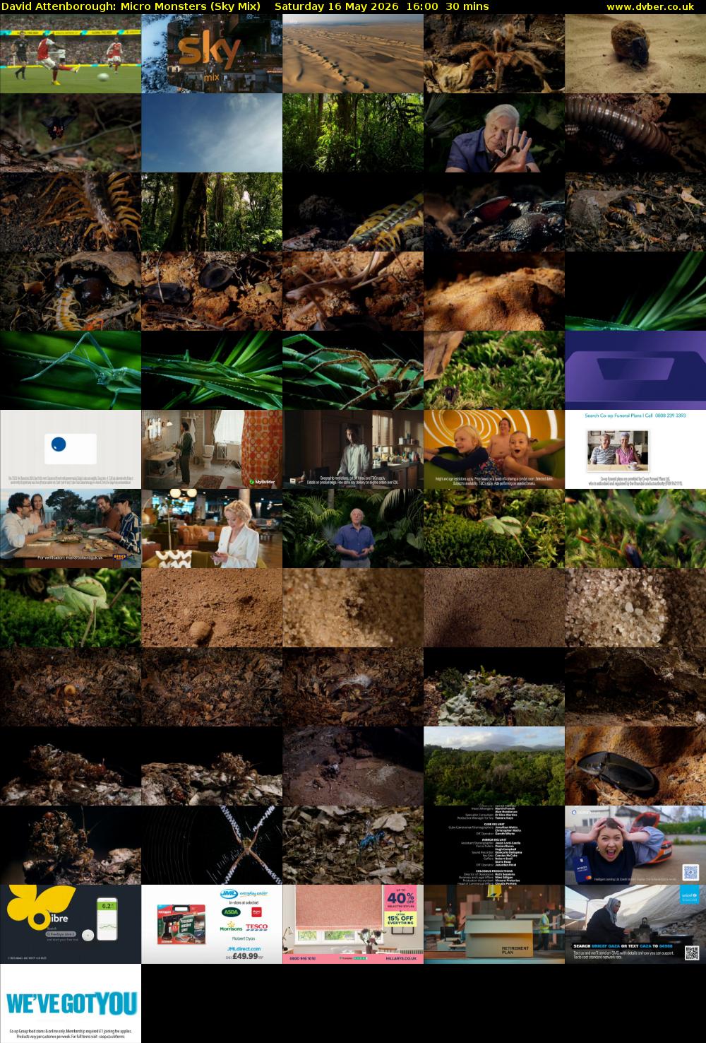 David Attenborough: Micro Monsters (Sky Mix) Saturday 16 May 2026 16:00 - 16:30