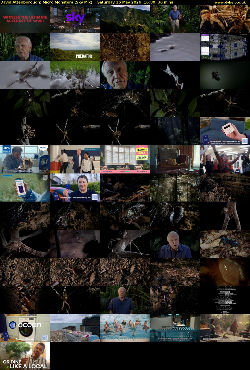 David Attenborough: Micro Monsters (Sky Mix) Saturday 16 May 2026 16:30 - 17:00