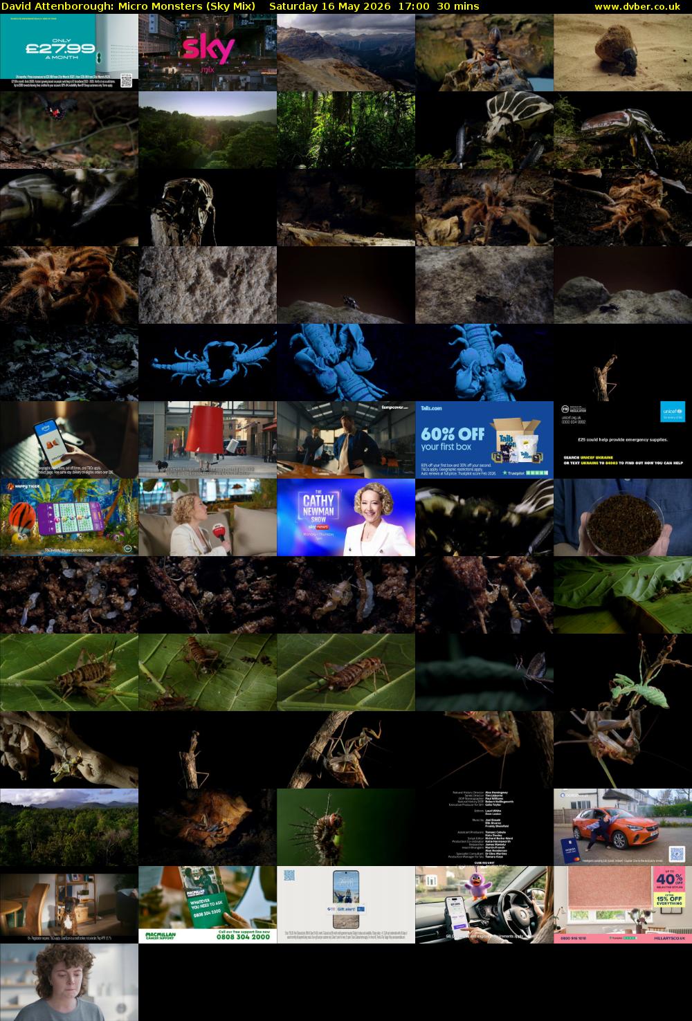 David Attenborough: Micro Monsters (Sky Mix) Saturday 16 May 2026 17:00 - 17:30