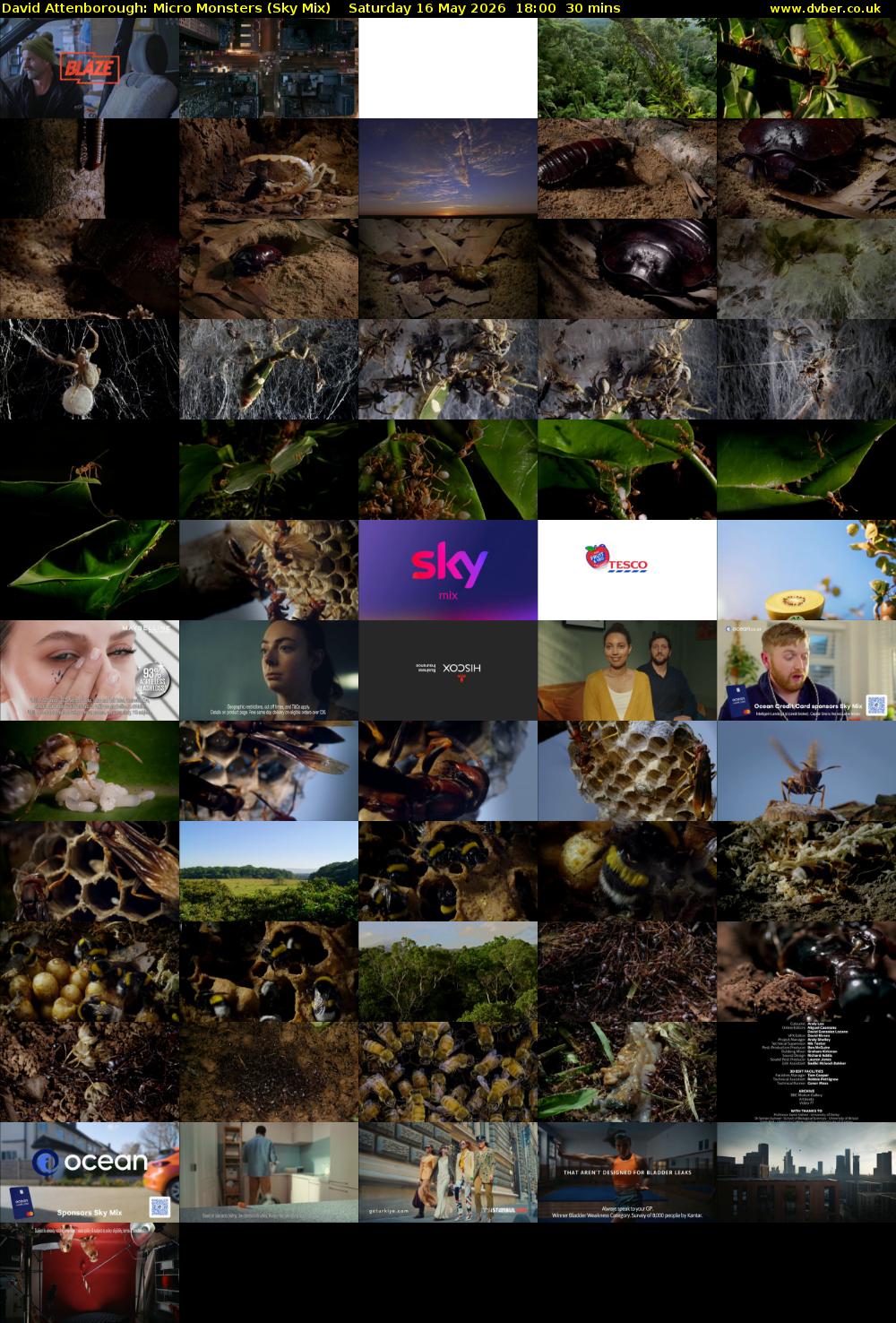 David Attenborough: Micro Monsters (Sky Mix) Saturday 16 May 2026 18:00 - 18:30