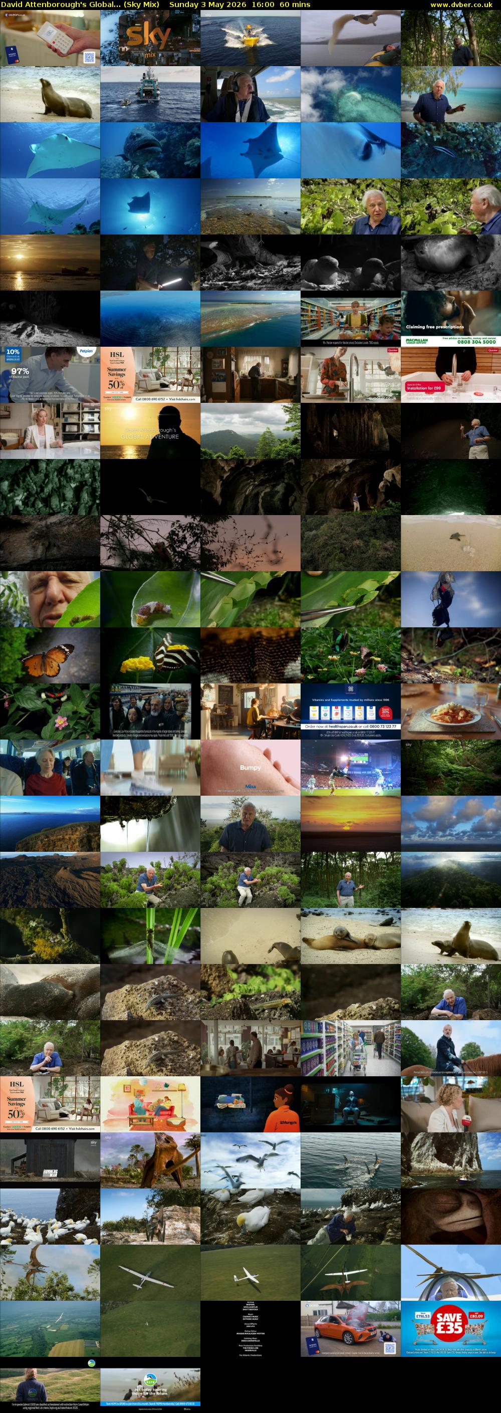 David Attenborough's Global... (Sky Mix) Sunday 3 May 2026 16:00 - 17:00