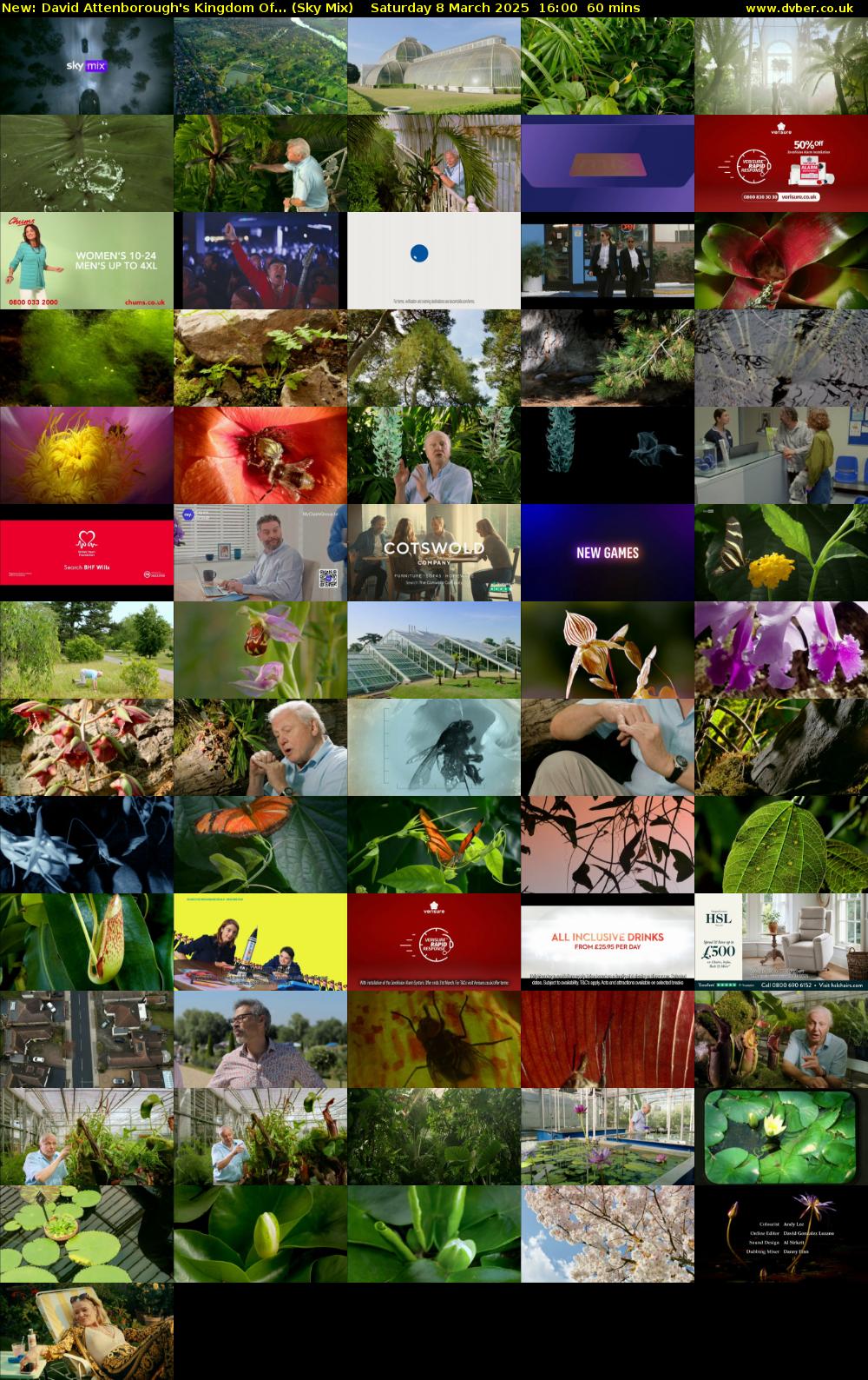 David Attenborough's Kingdom Of... (Sky Mix) Saturday 8 March 2025 16:00 - 17:00