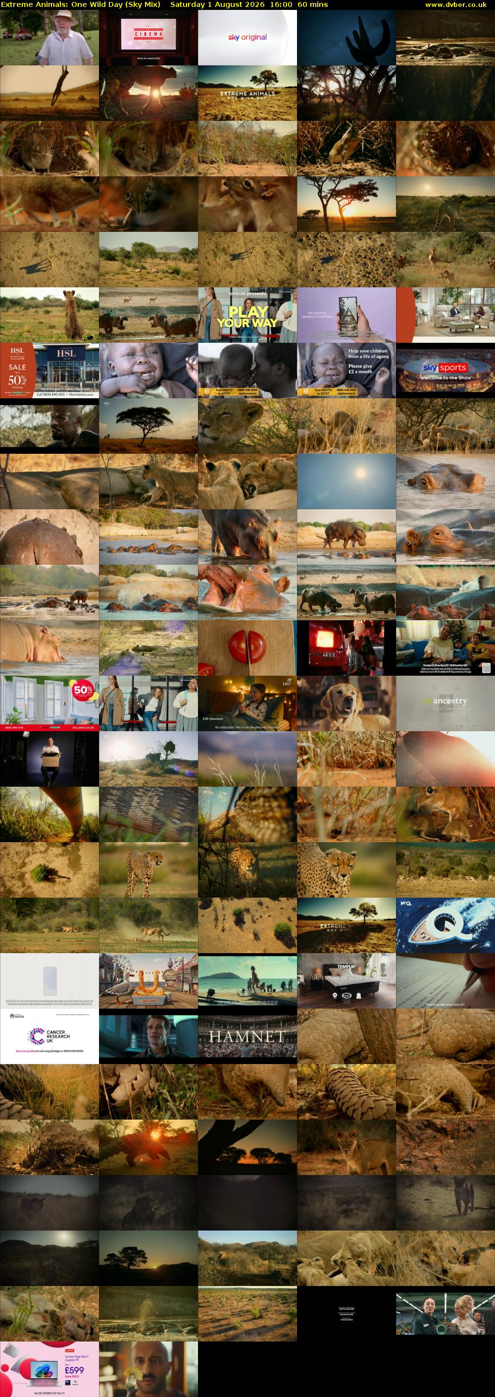 Extreme Animals: One Wild Day (Sky Mix) Saturday 1 August 2026 16:00 - 17:00