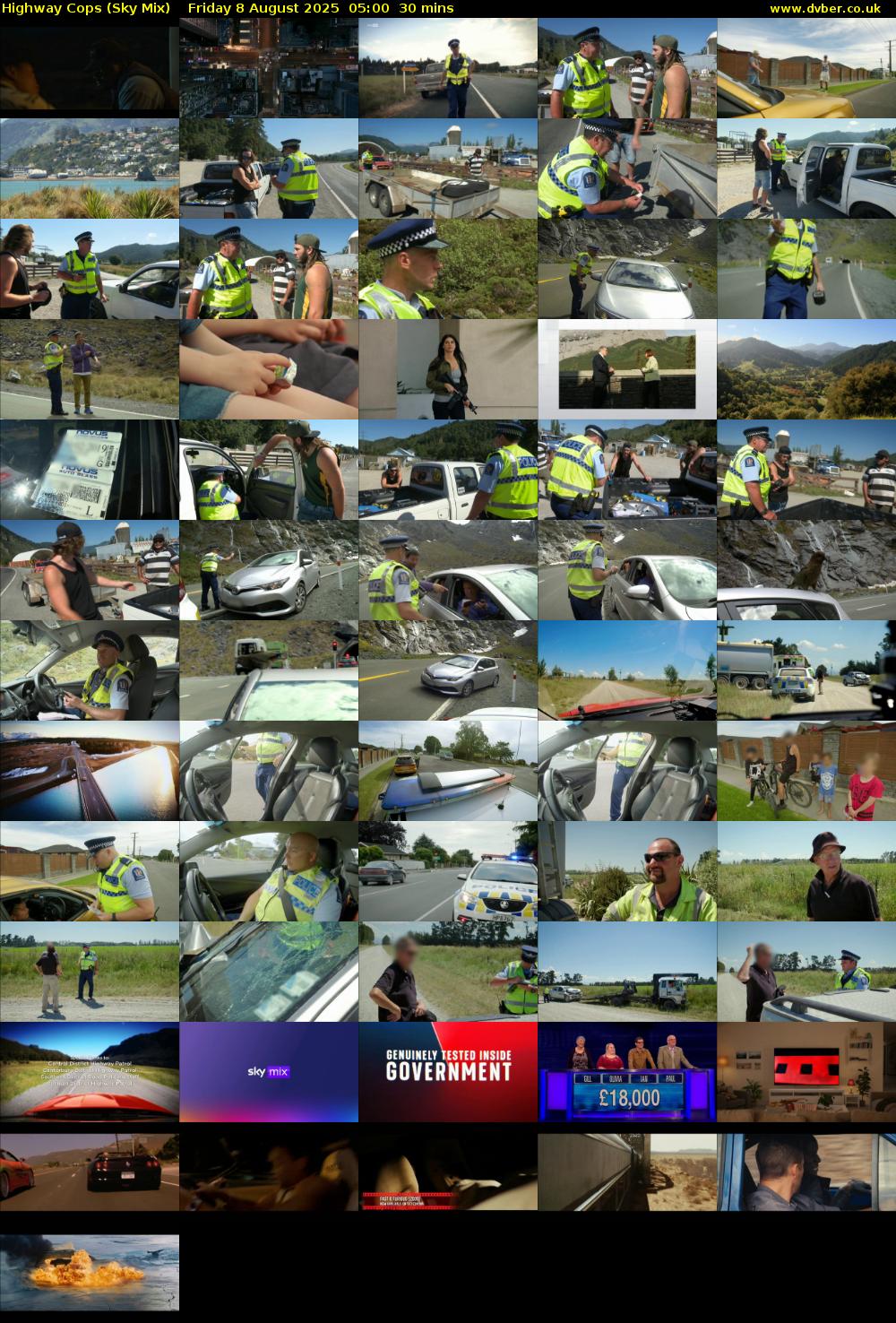Highway Cops (Sky Mix) Friday 8 August 2025 05:00 - 05:30