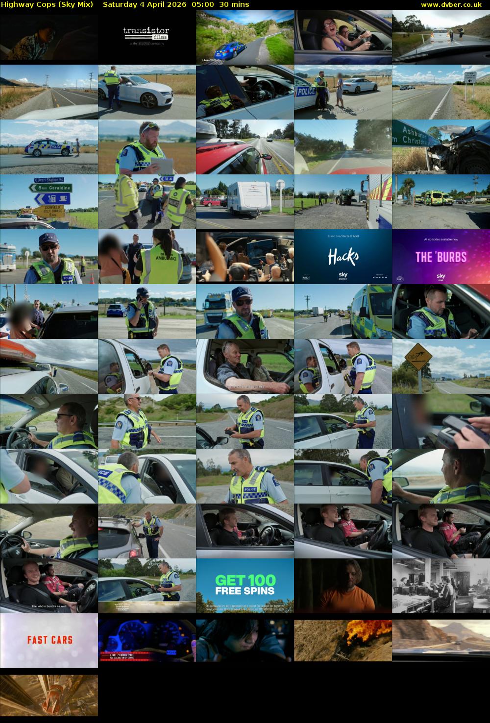 Highway Cops (Sky Mix) Saturday 4 April 2026 05:00 - 05:30
