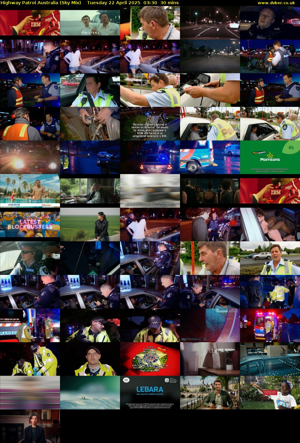Highway Patrol Australia (Sky Mix) Tuesday 22 April 2025 03:30 - 04:00