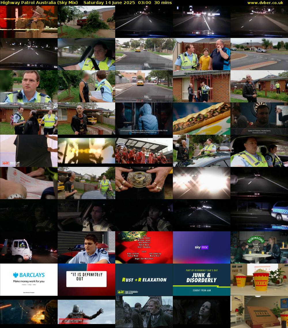 Highway Patrol Australia (Sky Mix) Saturday 14 June 2025 03:00 - 03:30